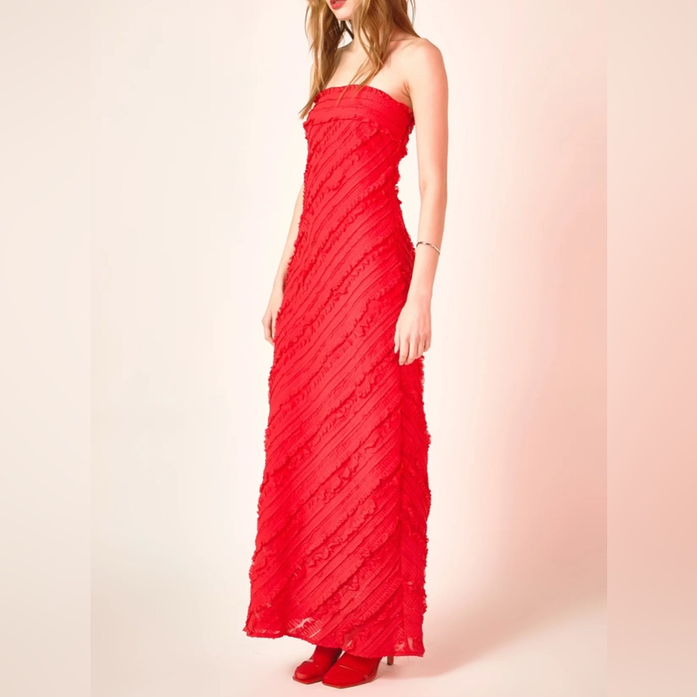 Endless Rose Red Strapless Ruffled Maxi Dress